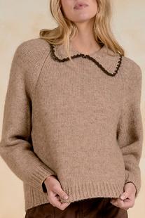 Elan Women's Sweater with Collar Stitching Alternate View